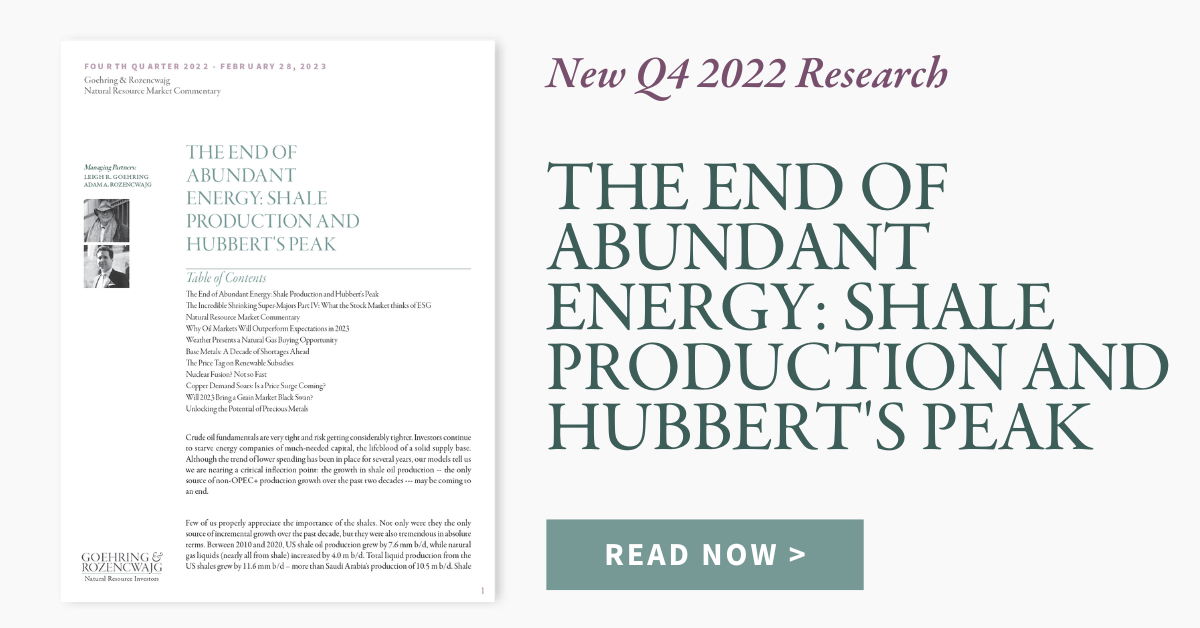 Q4 2022 Research: The End of Abundant Energy: Shale Production and Hubbert's Peak 